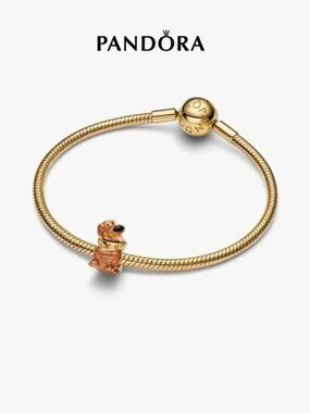Pandora Gold Bracelet with Orange Dog Charm
